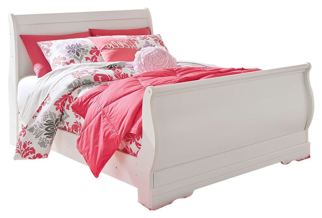 Best Deals Furniture - Ashley Furniture - Anarasia Full Sleigh Bed with Dresser and Mirror - Full Sleigh Bed with Dresser and Mirror / White - B129B7