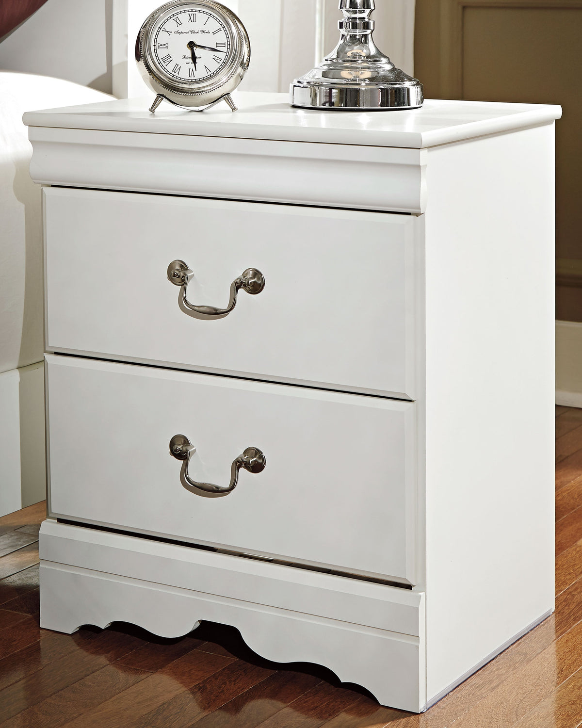Best Deals Furniture - Ashley Furniture - Anarasia Nightstand - Two Drawer Night Stand / White - B129-92