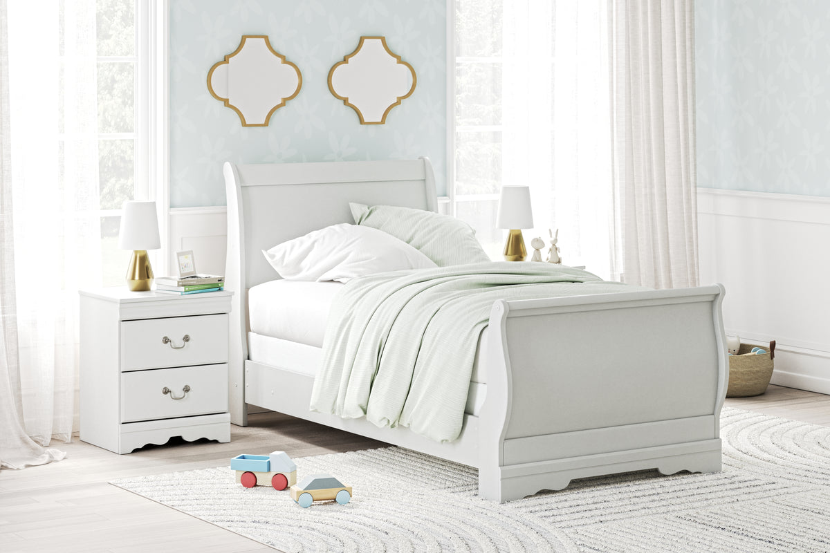 Best Deals Furniture - Ashley Furniture - Anarasia Twin Sleigh Bed - Twin Sleigh Bed / White - B129B1