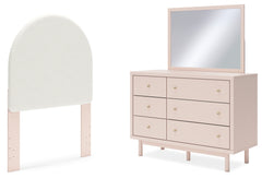 Best Deals Furniture - Ashley Furniture - Wistenpine Twin Upholstered Panel Headboard, Dresser and Mirror - Twin Upholstered Panel Headboard, Dresser and Mirror / Blush - B1323B10
