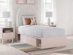 Best Deals Furniture - Ashley Furniture - Wistenpine Twin Upholstered Panel Bed with Storage - Twin Upholstered Panel Bed with Storage / Blush - B1323B14