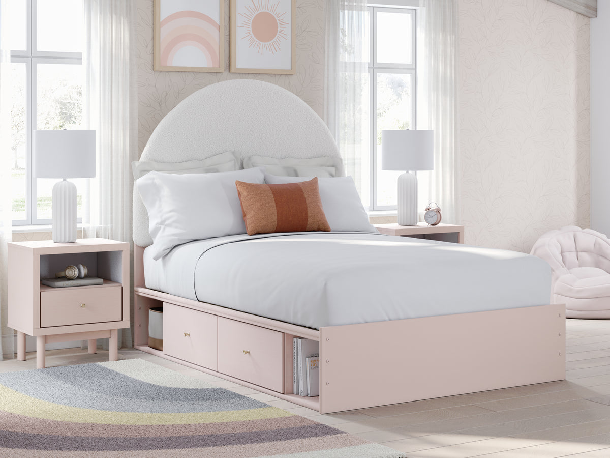 Best Deals Furniture - Ashley Furniture - Wistenpine Full Upholstered Panel Bed with Storage - Full Upholstered Panel Bed with Storage / Blush - B1323B13