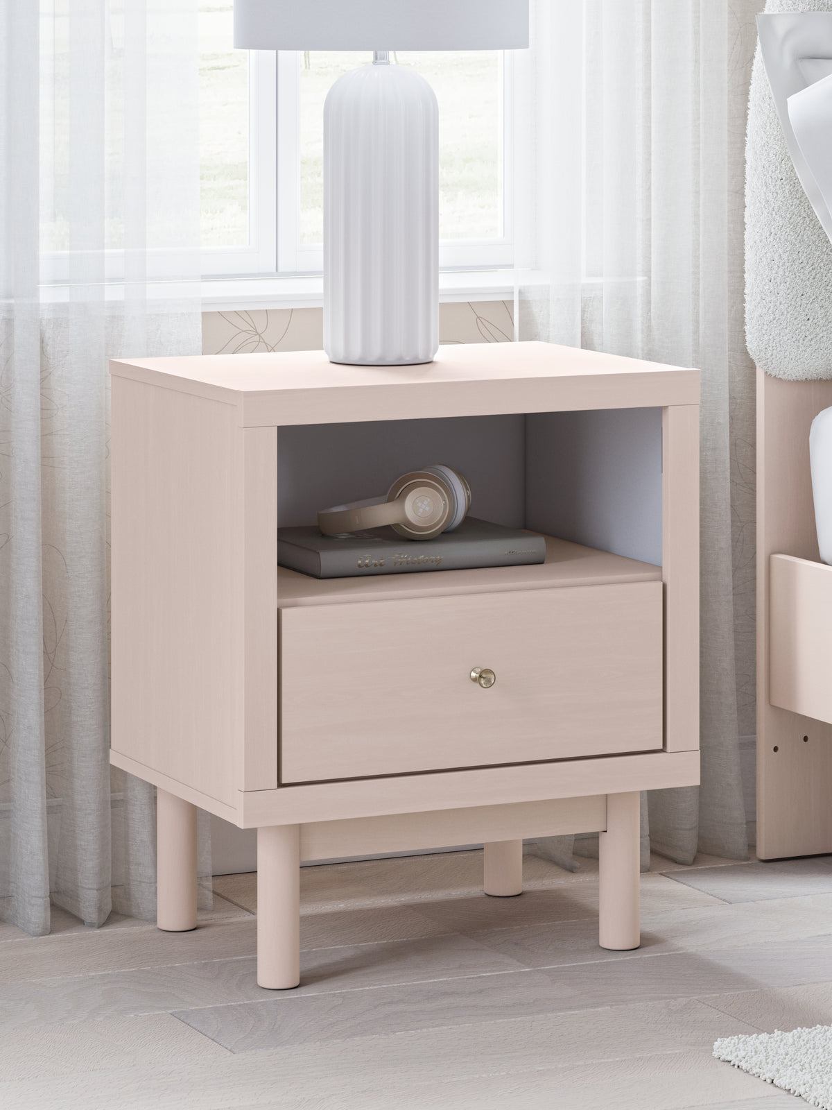 Best Deals Furniture - Ashley Furniture - Wistenpine Nightstand - One Drawer Night Stand / Blush - B1323-91