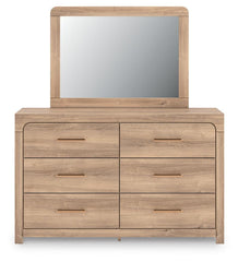 Kinlanni King Upholstered Panel Bed, Dresser, Mirror and Nightstand