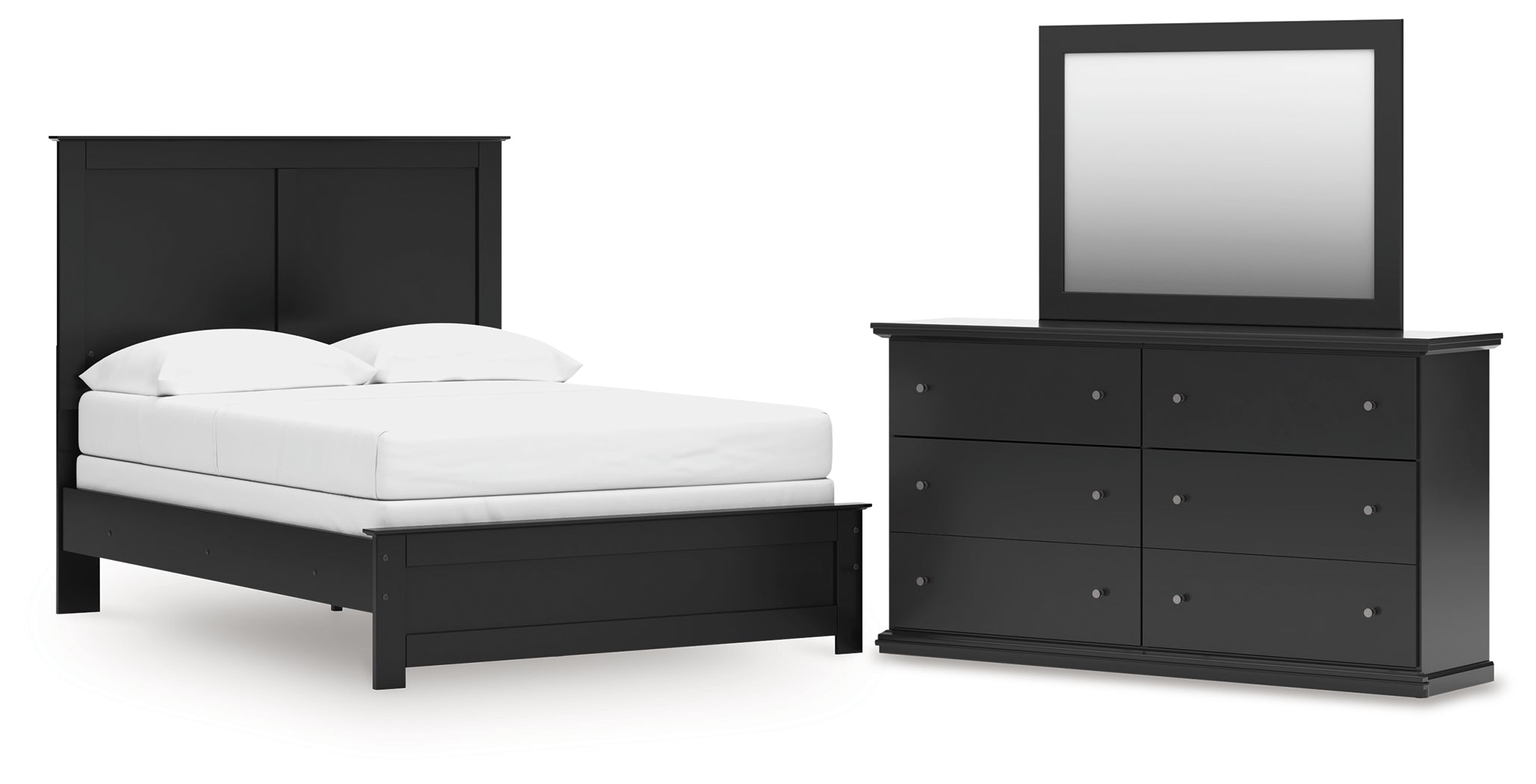 Best Deals Furniture - Ashley Furniture - Maribel Full Panel Bed - Full Panel Bed, Dresser and Mirror / Black - B138B79