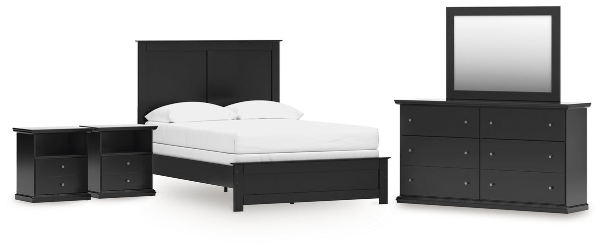 Best Deals Furniture - Ashley Furniture - Maribel Full Panel Bed with Dresser, Mirror and 2 Nightstands - Full Panel Bed with Dresser, Mirror and 2 Nightstands / Black - B138B77