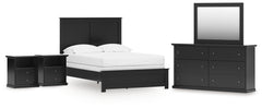 Best Deals Furniture - Ashley Furniture - Maribel Full Panel Bed with Dresser, Mirror and 2 Nightstands - Full Panel Bed with Dresser, Mirror and 2 Nightstands / Black - B138B77