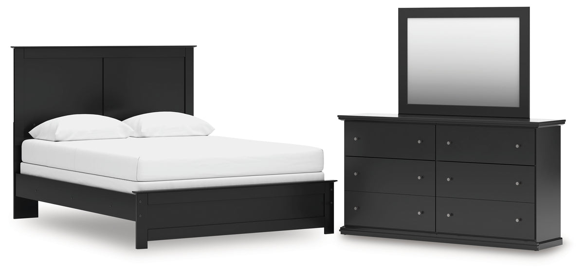 Best Deals Furniture - Ashley Furniture - Maribel Queen Panel Bed with Dresser and Mirror - Queen Panel Bed with Dresser and Mirror / Black - B138B72