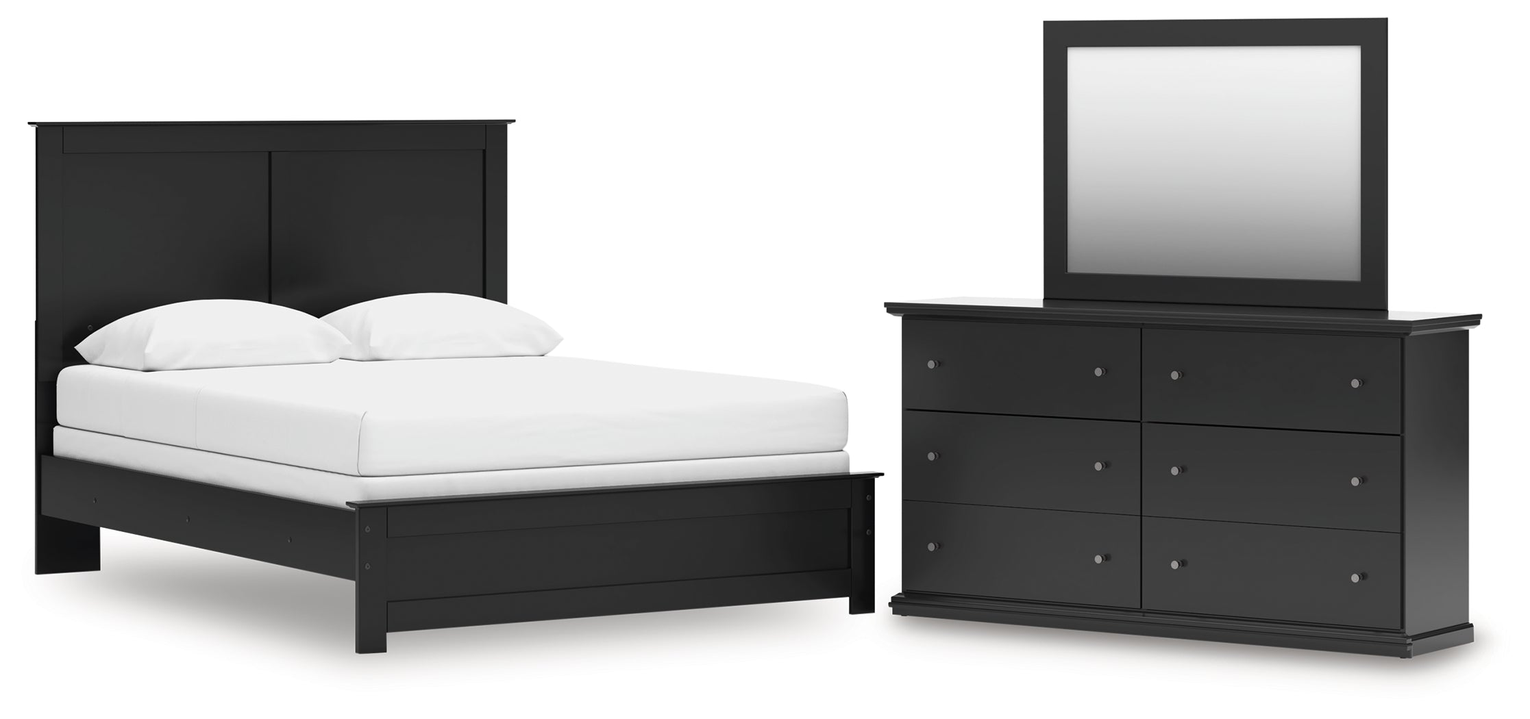Maribel Queen Panel Bed with Dresser and Mirror