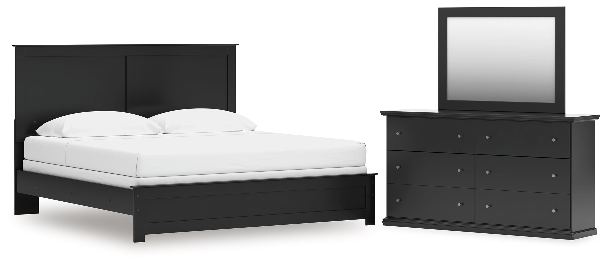 Maribel King Panel Bed with Dresser and Mirror
