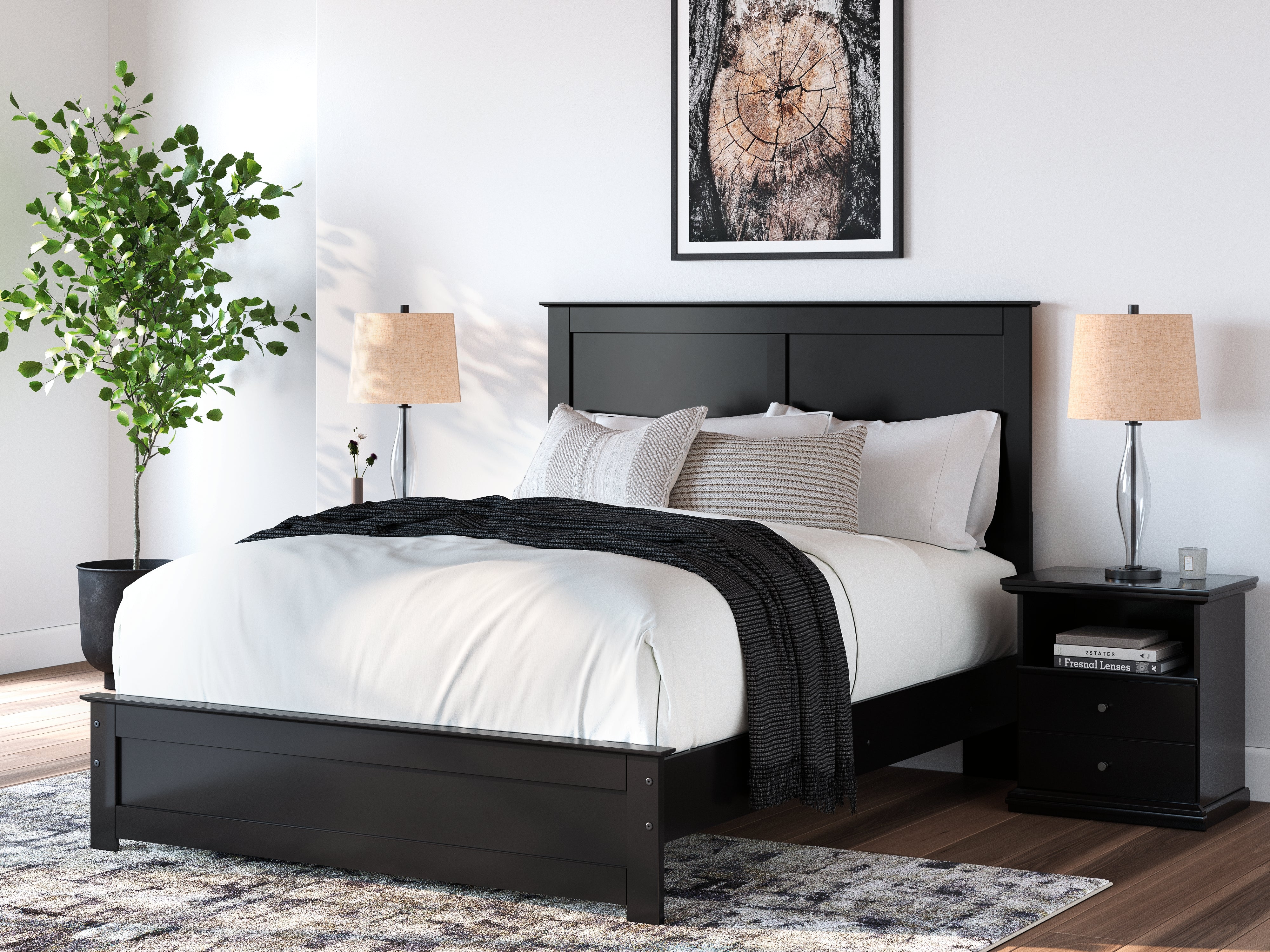 Maribel Queen Panel Bed with Dresser, Mirror and 2 Nightstands