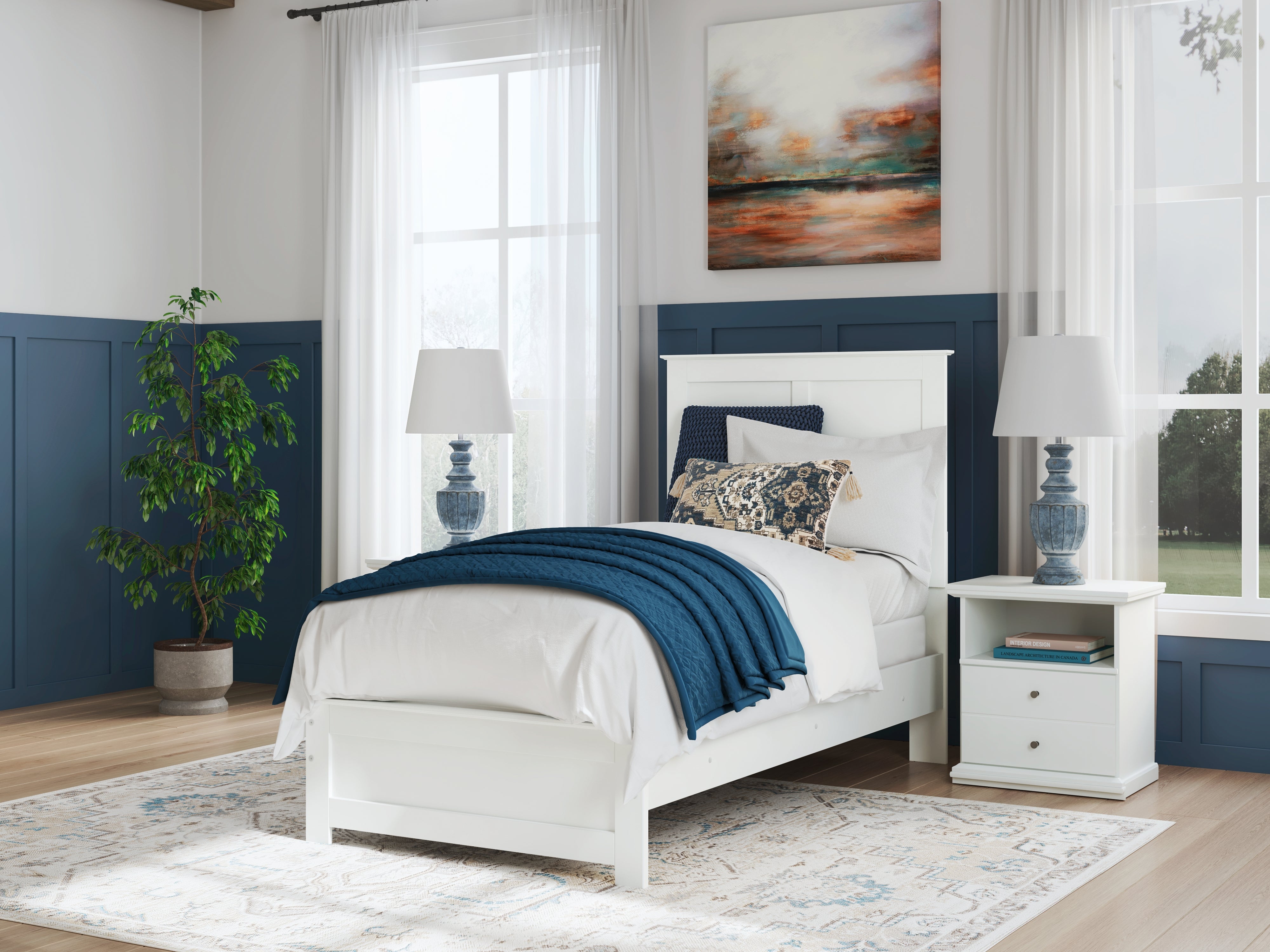 Best Deals Furniture - Ashley Furniture - Bostwick Shoals Twin Panel Bed - Twin Panel Bed / White - B139B41