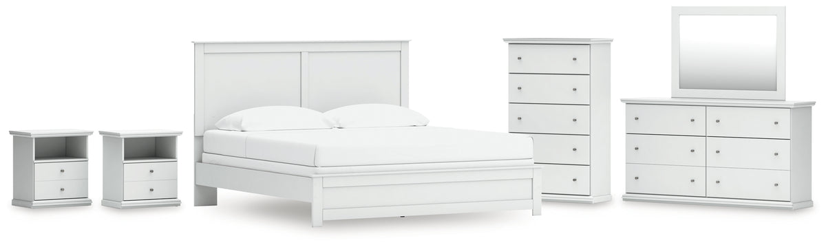 Best Deals Furniture - Ashley Furniture - Bostwick Shoals King Panel Bed, Dresser, Mirror, Chest and 2 Nightstands - King Panel Bed, Dresser, Mirror, Chest and 2 Nightstands - B139B53
