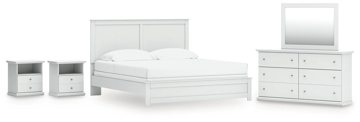 Best Deals Furniture - Ashley Furniture - Bostwick Shoals King Panel Bed, Dresser, Mirror and 2 Nightstands - King Panel Bed, Dresser, Mirror and 2 Nightstands - B139B52
