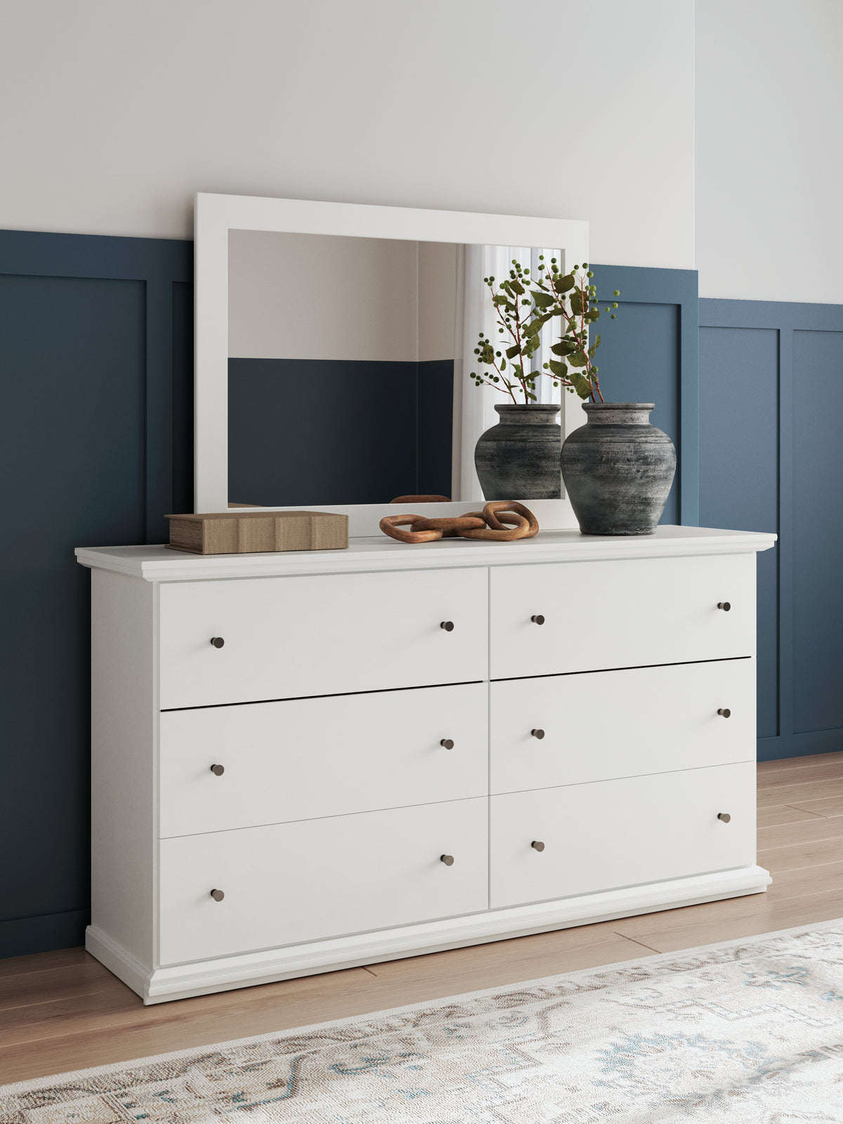 Best Deals Furniture - Ashley Furniture - Bostwick Shoals Dresser and Mirror - Dresser and Mirror / White - B139B40