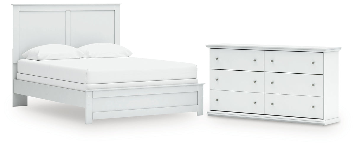 Best Deals Furniture - Ashley Furniture - Bostwick Shoals Queen Panel Bed and Dresser - Queen Panel Bed and Dresser / White - B139B56