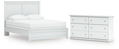 Best Deals Furniture - Ashley Furniture - Bostwick Shoals Queen Panel Bed and Dresser - Queen Panel Bed and Dresser / White - B139B56