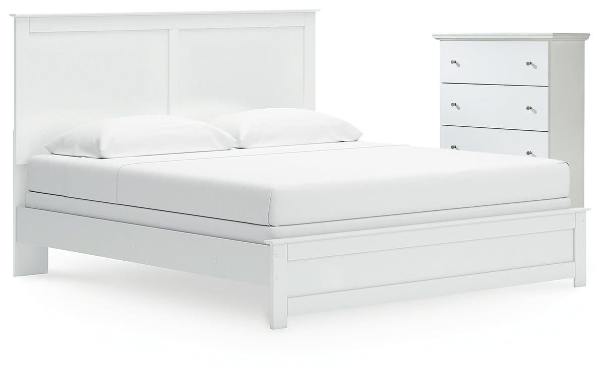 Best Deals Furniture - Ashley Furniture - Bostwick Shoals King Panel Bed and Chest - King Panel Bed and Chest / White - B139B63