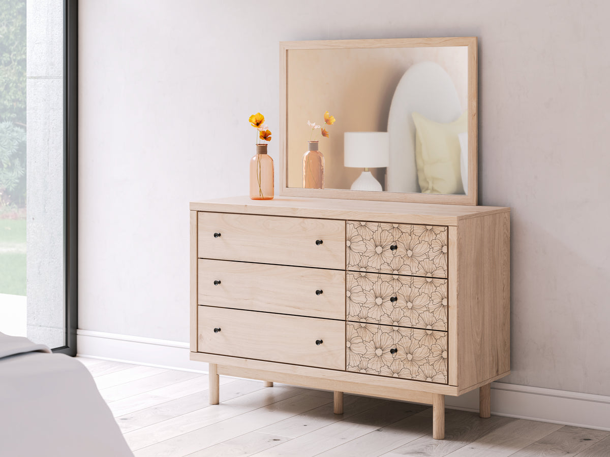 Best Deals Furniture - Ashley Furniture - Arloster Dresser and Mirror - Dresser and Mirror / Tan - PCB1566B1