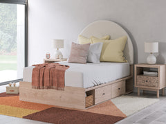 Best Deals Furniture - Ashley Furniture - Arloster Full Upholstered Panel Bed with Storage - Full Upholstered Panel Bed with Storage / Tan/White - PCB1566B7