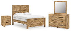 Maystonna Queen Crossbuck Panel Bed, Dresser, Mirror and Nightstand