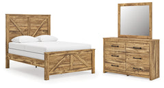 Best Deals Furniture - Ashley Furniture - Maystonna Queen Crossbuck Panel Bed, Dresser and Mirror - Queen Crossbuck Panel Bed, Dresser and Mirror - PCB1580B3
