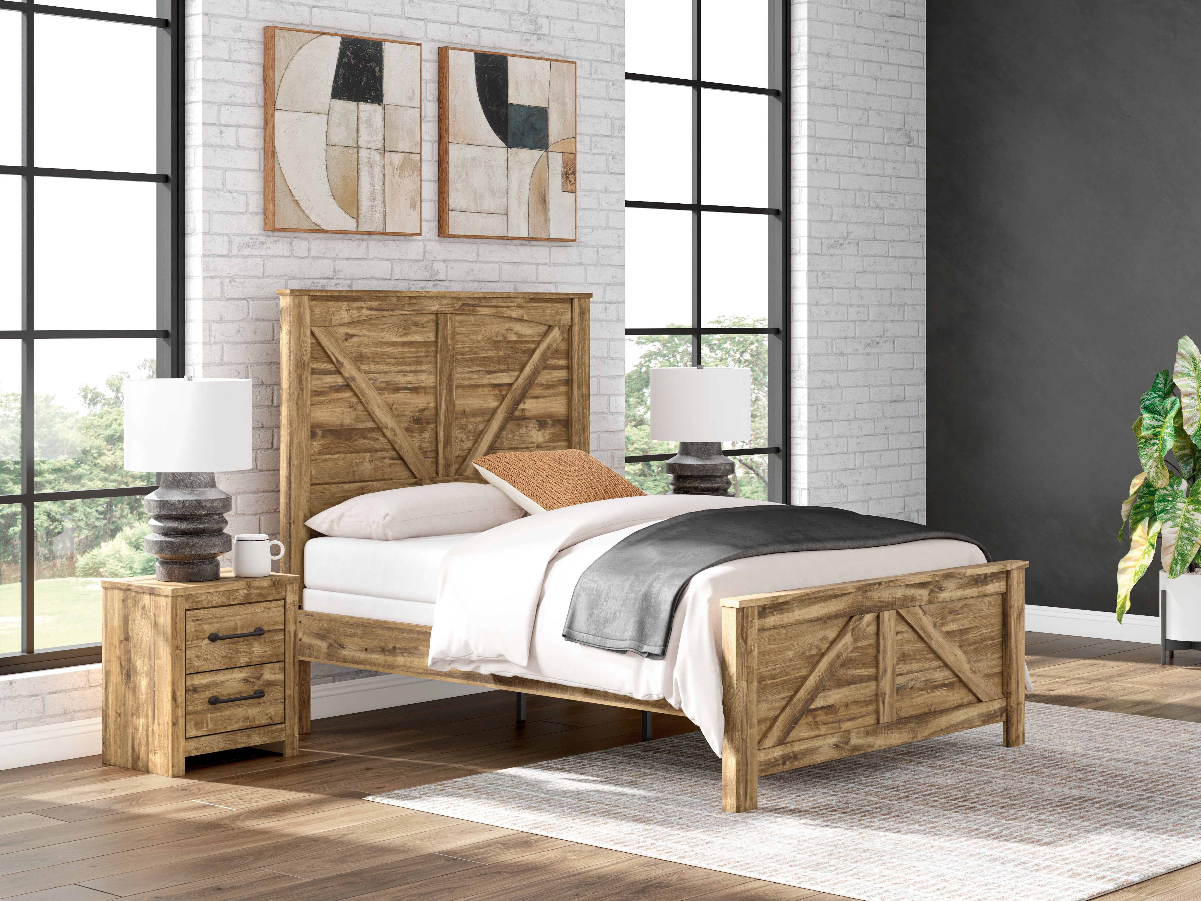 Best Deals Furniture - Ashley Furniture - Maystonna Queen Crossbuck Panel Bed - Queen Crossbuck Panel Bed - PCB1580B2