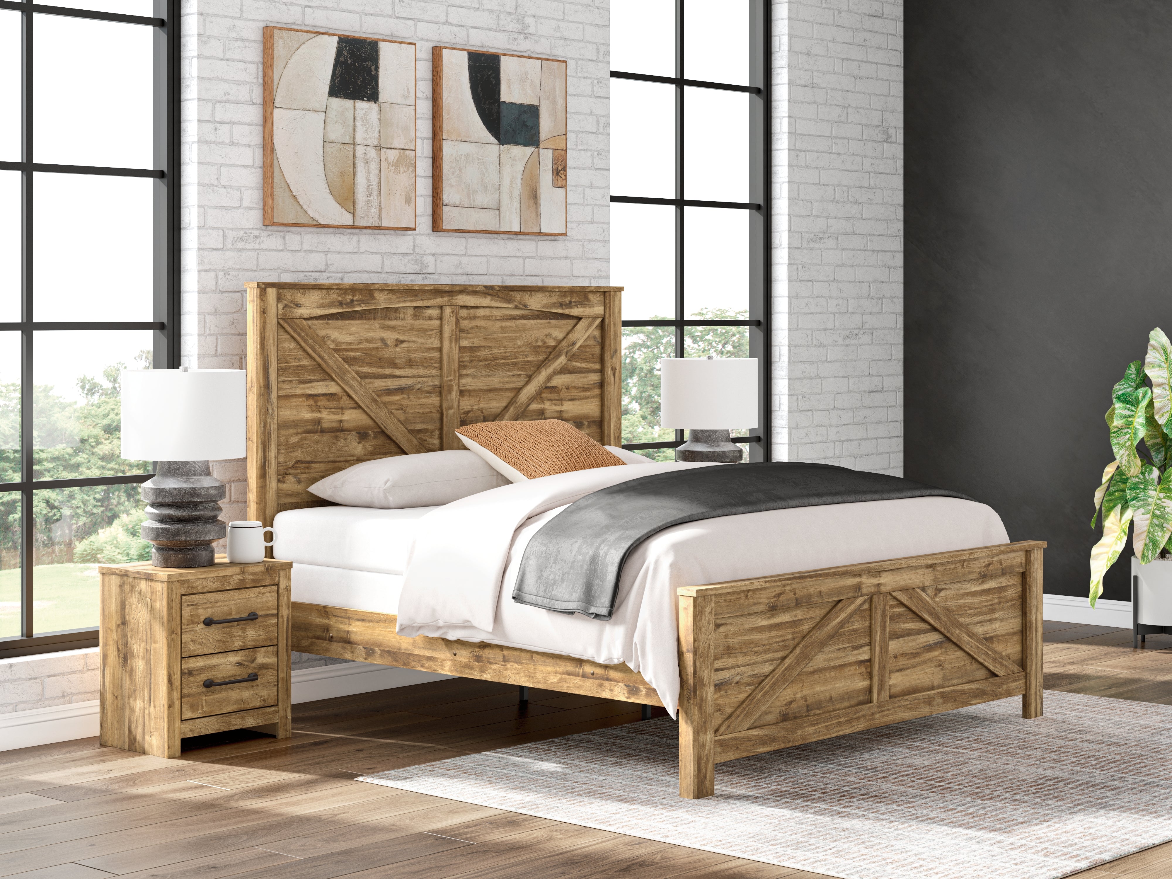 Best Deals Furniture - Ashley Furniture - Maystonna King Crossbuck Panel Bed - King Crossbuck Panel Bed - PCB1580B6