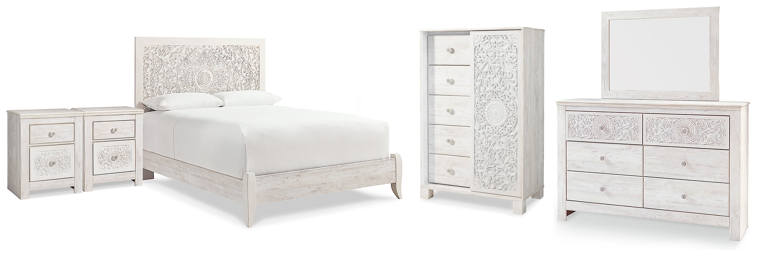 Best Deals Furniture - Ashley Furniture - Paxberry Queen Panel Bed, Dresser, Mirror, Chest and 2 Nightstands - Queen Panel Bed, Dresser, Mirror, Chest and 2 Nightstands - B181B36