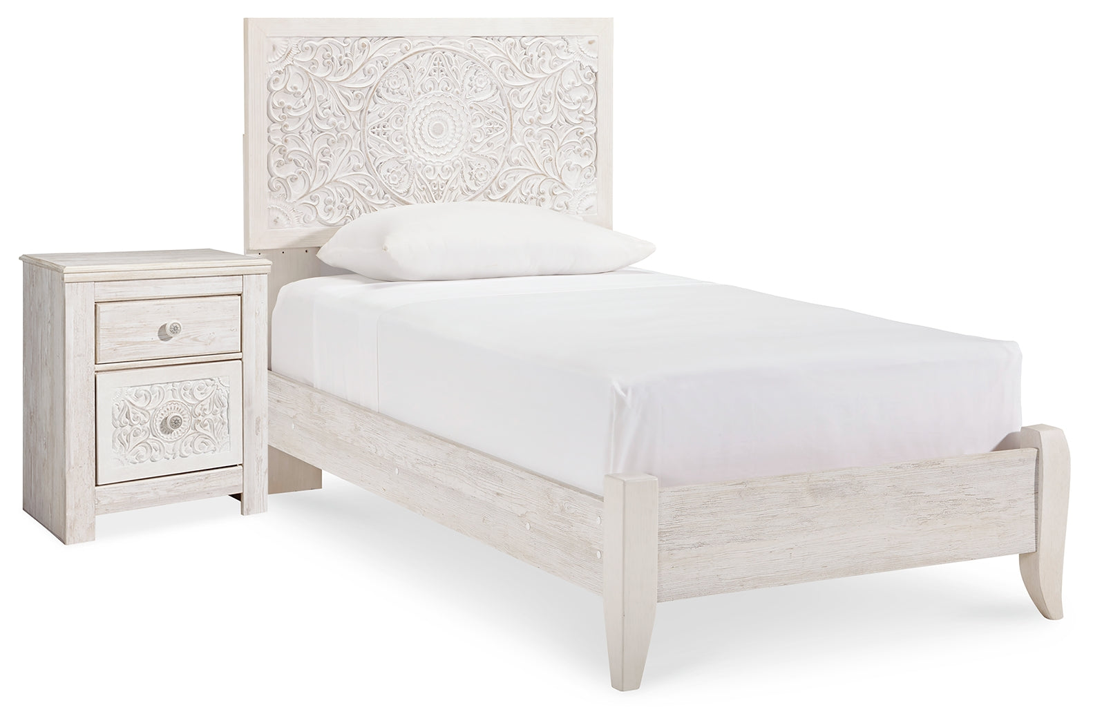 Best Deals Furniture - Ashley Furniture - Paxberry Twin Panel Bed and Nightstand - Twin Panel Bed and Nightstand - B181B18