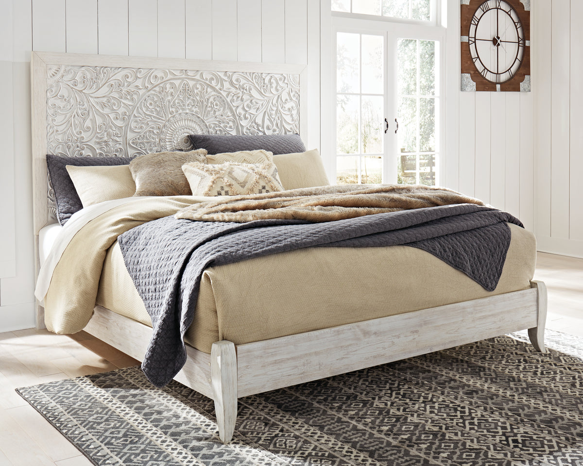 Best Deals Furniture - Ashley Furniture - Paxberry King Panel Bed - King Panel Bed / Whitewash - B181B10