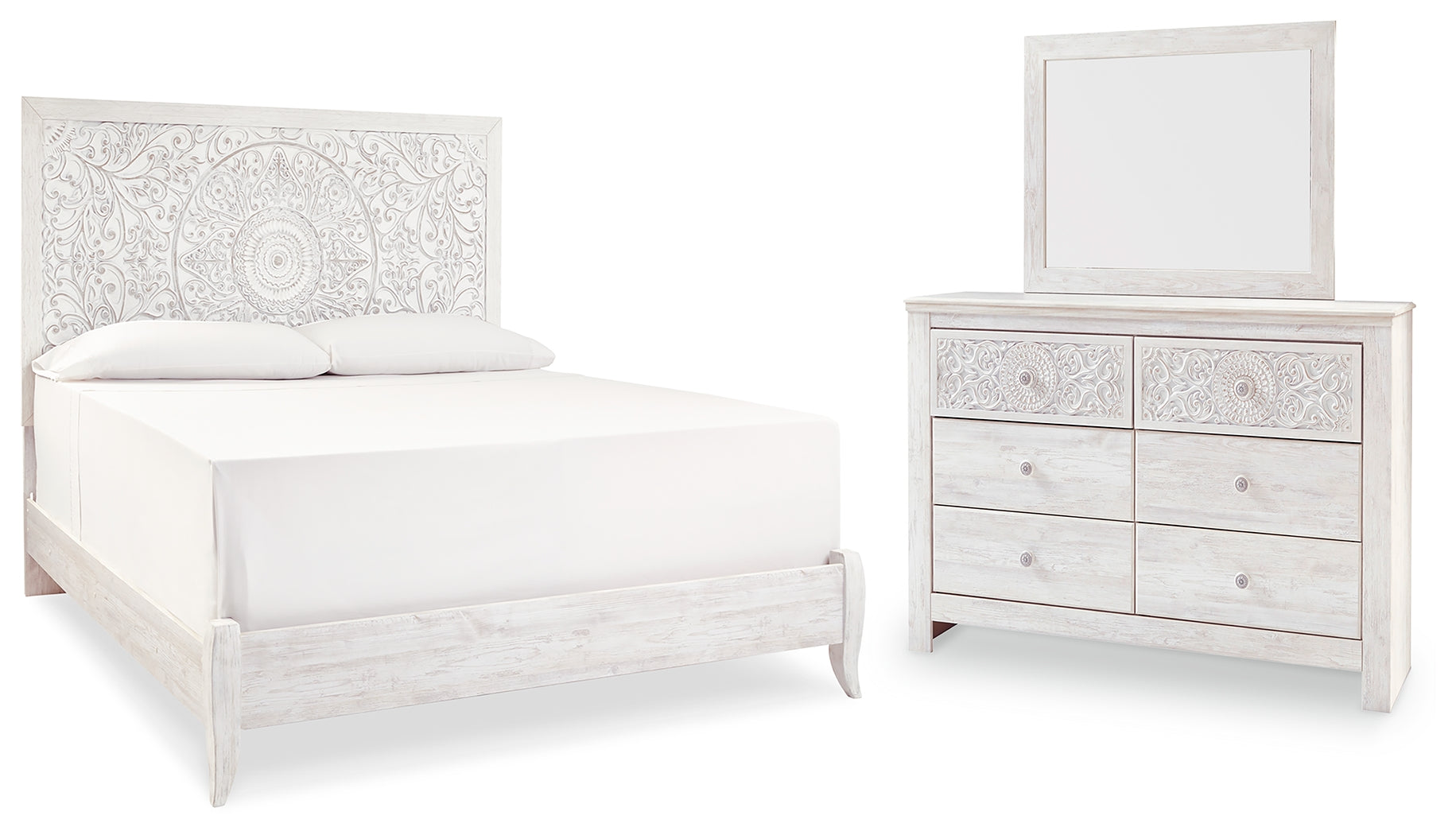 Best Deals Furniture - Ashley Furniture - Paxberry King Panel Bed, Dresser and Mirror - King Panel Bed, Dresser and Mirror - B181B9