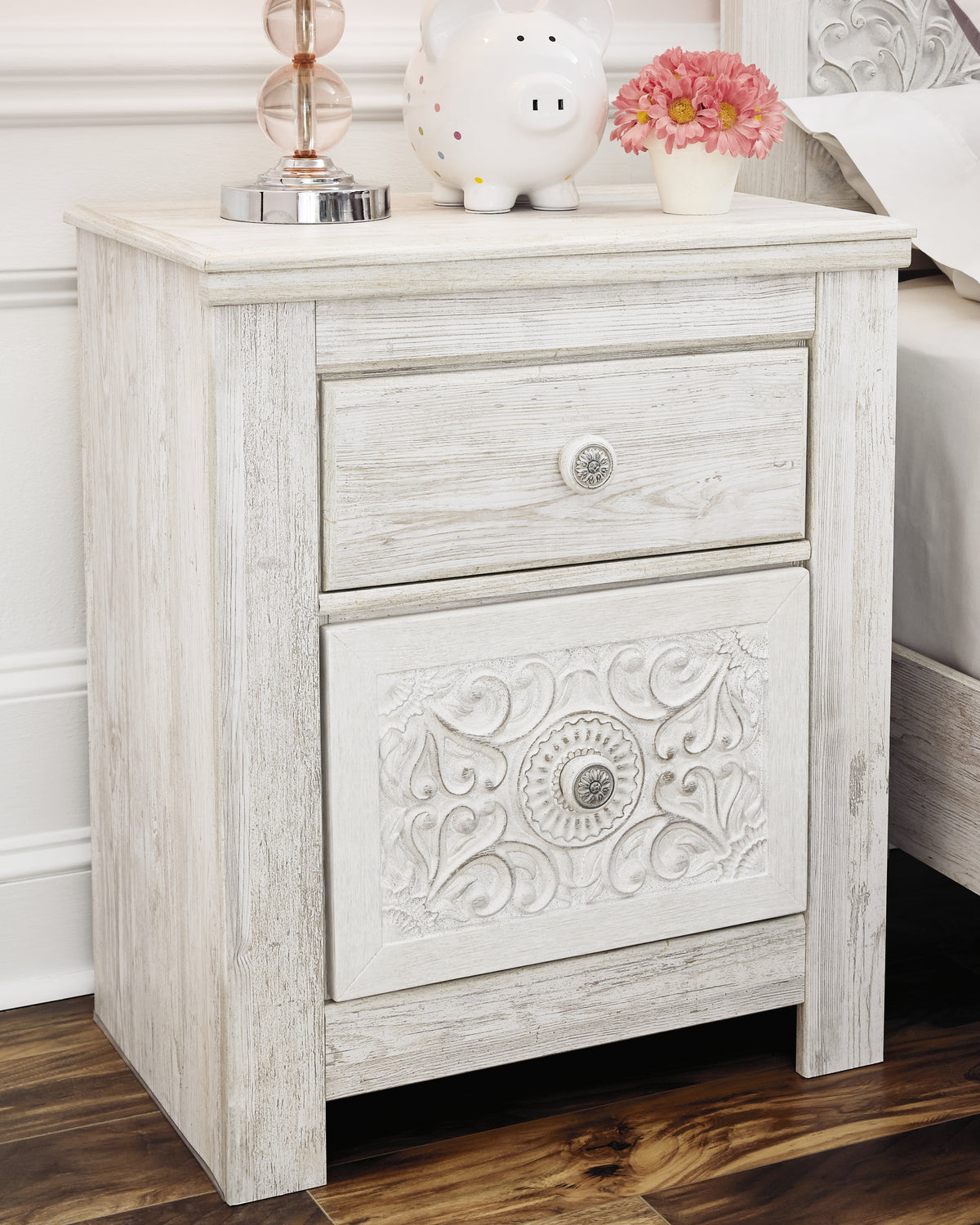 Best Deals Furniture - Ashley Furniture - Paxberry Nightstand - Two Drawer Night Stand / Whitewash - B181-92