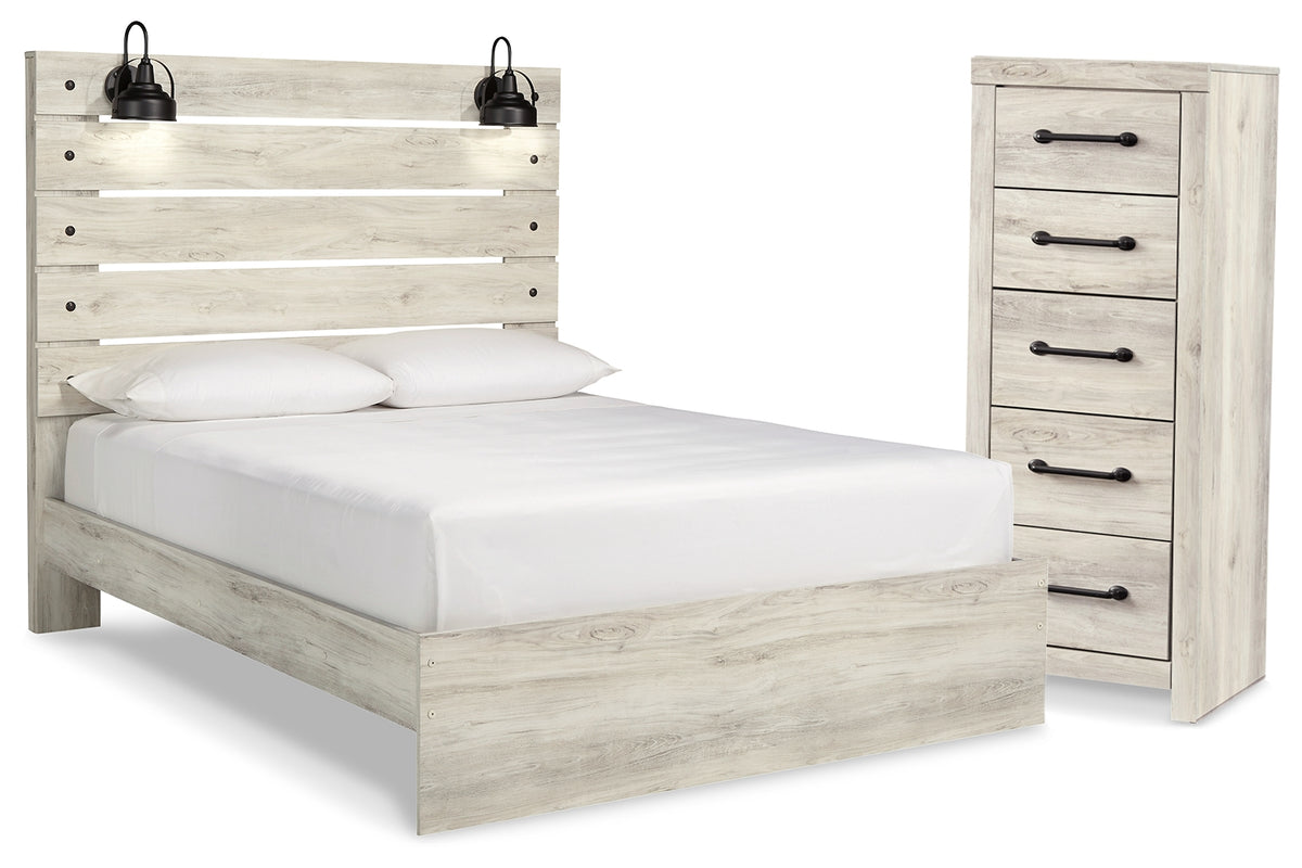 Best Deals Furniture - Ashley Furniture - Cambeck Queen Panel Bed and Chest - Queen Panel Bed and Chest / Whitewash - B192B121