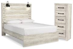 Best Deals Furniture - Ashley Furniture - Cambeck Queen Panel Bed and Chest - Queen Panel Bed and Chest / Whitewash - B192B121