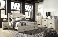 Best Deals Furniture - Ashley Furniture - Cambeck King Panel Storage Bed, Dresser, Mirror, Chest and 2 Nightstands - King Panel Storage Bed, Dresser, Mirror, Chest and 2 Nightstands / Whitewash - B192B86