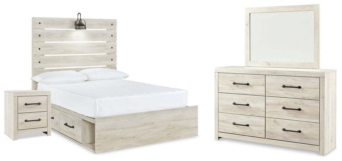 Best Deals Furniture - Ashley Furniture - Cambeck Full Panel Bed with Storage, Dresser, Mirror and Nightstand - Full Panel Bed with Storage, Dresser, Mirror and Nightstand / Whitewash - B192B116