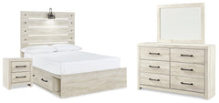 Best Deals Furniture - Ashley Furniture - Cambeck Full Panel Bed with Storage, Dresser, Mirror and Nightstand - Full Panel Bed with Storage, Dresser, Mirror and Nightstand / Whitewash - B192B116