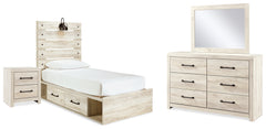 Best Deals Furniture - Ashley Furniture - Cambeck Twin Storage Bed, Dresser, Mirror and Nightstand - Twin Storage Bed, Dresser, Mirror and Nightstand / Whitewash - B192B106
