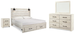 Best Deals Furniture - Ashley Furniture - Cambeck King Panel Storage Bed, Dresser, Mirror and Nightstand - King Panel Storage Bed, Dresser, Mirror and Nightstand / Whitewash - B192B127