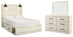 Best Deals Furniture - Ashley Furniture - Cambeck Queen Panel Bed with Storage, Dresser and Mirror - Queen Panel Bed with Storage, Dresser and Mirror / Whitewash - B192B81