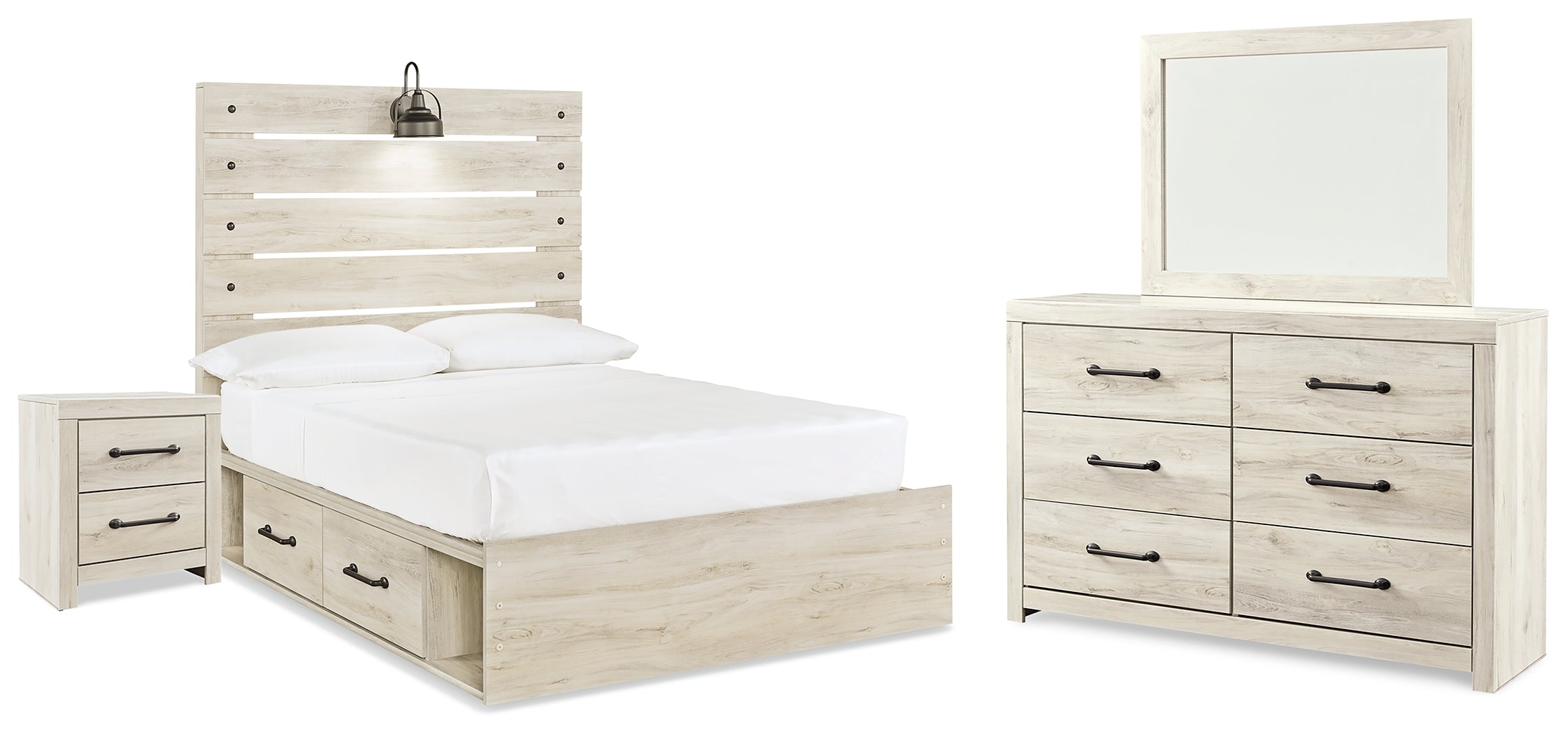 Best Deals Furniture - Ashley Furniture - Cambeck Full Panel Storage Bed, Dresser, Mirror and Nightstand - Full Panel Storage Bed, Dresser, Mirror and Nightstand / Whitewash - B192B89