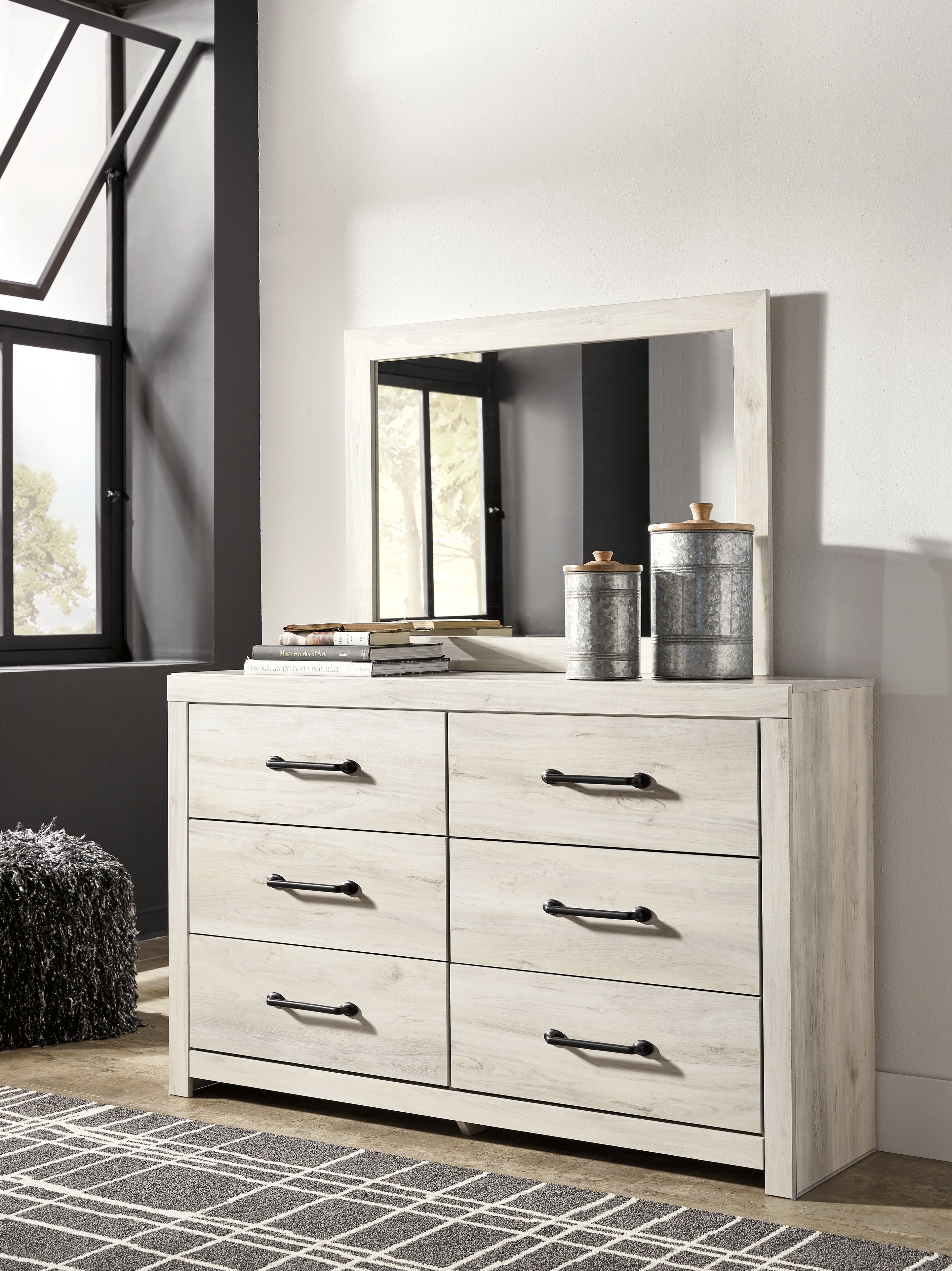 Cambeck Full Panel Bed with Storage, Dresser, Mirror and Nightstand