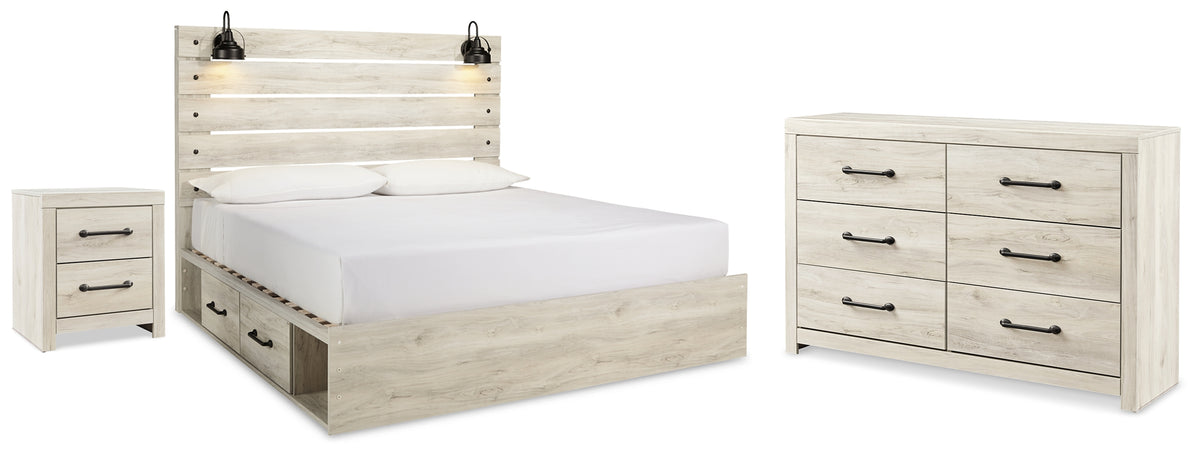 Best Deals Furniture - Ashley Furniture - Cambeck King Panel Storage Bed. Dresser and Nightstand - King Panel Storage Bed. Dresser and Nightstand / Whitewash - B192B125