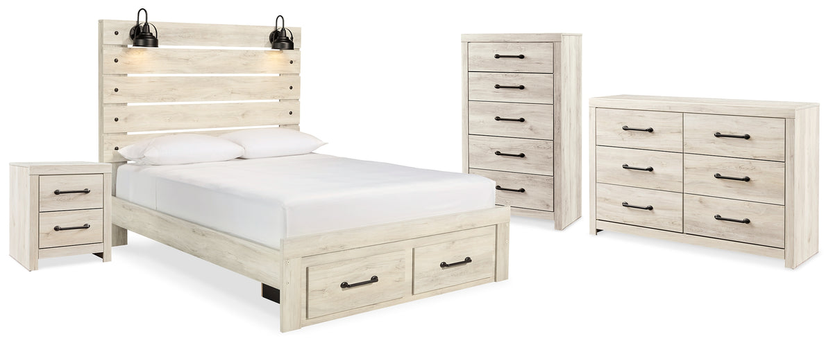 Best Deals Furniture - Ashley Furniture - Cambeck Queen Storage Bed, Dresser, Chest and Nightstand - Queen Storage Bed, Dresser, Chest and Nightstand / Whitewash - B192B96