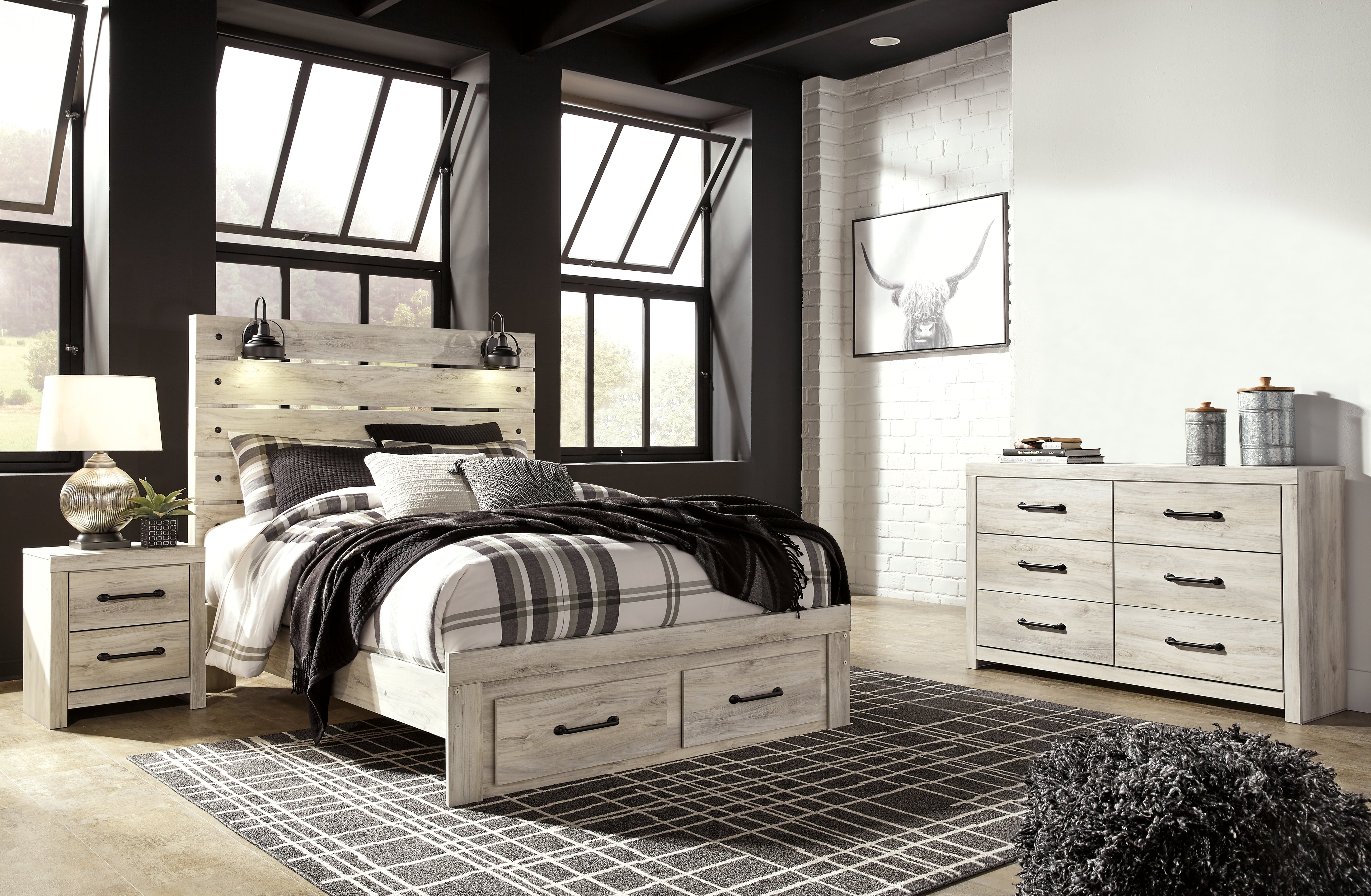 Best Deals Furniture - Ashley Furniture - Cambeck Queen Panel Storage Bed, Dresser and 2 Nightstands - Queen Panel Storage Bed, Dresser and 2 Nightstands / Whitewash - B192B94