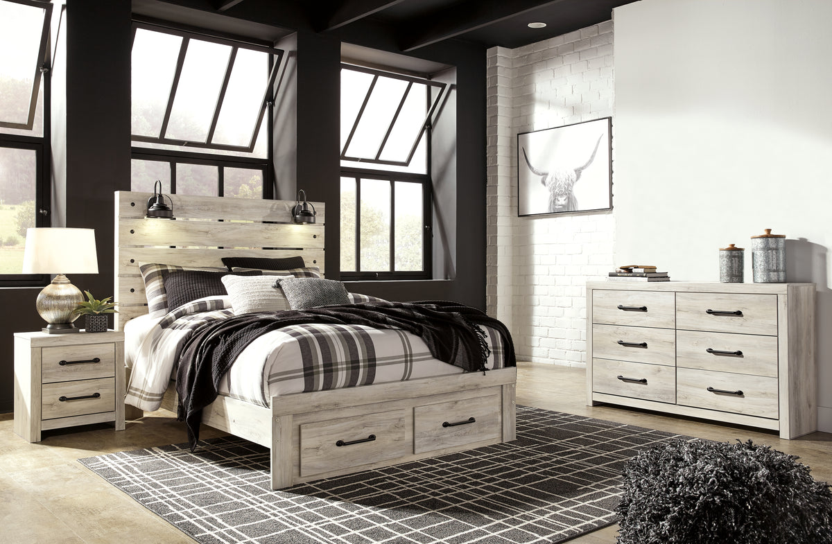 Best Deals Furniture - Ashley Furniture - Cambeck Queen Panel Storage Bed, Dresser and 2 Nightstands - Queen Panel Storage Bed, Dresser and 2 Nightstands / Whitewash - B192B94