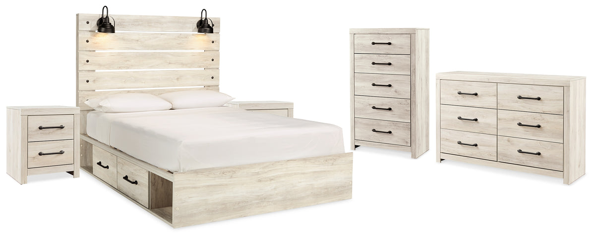 Best Deals Furniture - Ashley Furniture - Cambeck King Storage Bed, Dresser, Chest and 2 Nightstands - King Storage Bed, Dresser, Chest and 2 Nightstands / Whitewash - B192B107