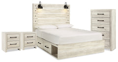 Best Deals Furniture - Ashley Furniture - Cambeck Queen Storage Bed, Chest and 2 Nightstands - Queen Storage Bed, Chest and 2 Nightstands / Whitewash - B192B128