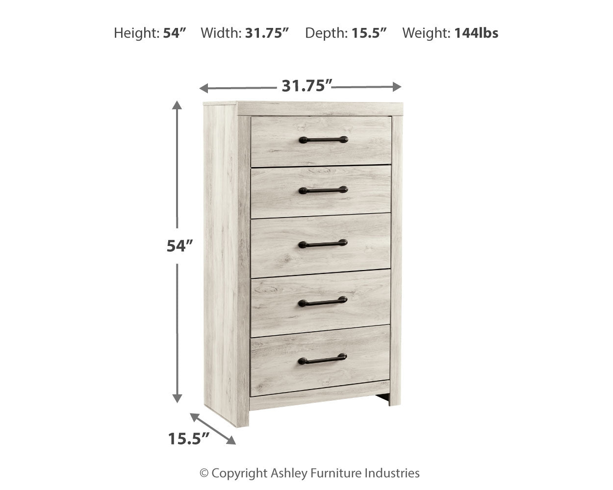 Cambeck Full Panel Bed with Storage, Chest and Nightstand